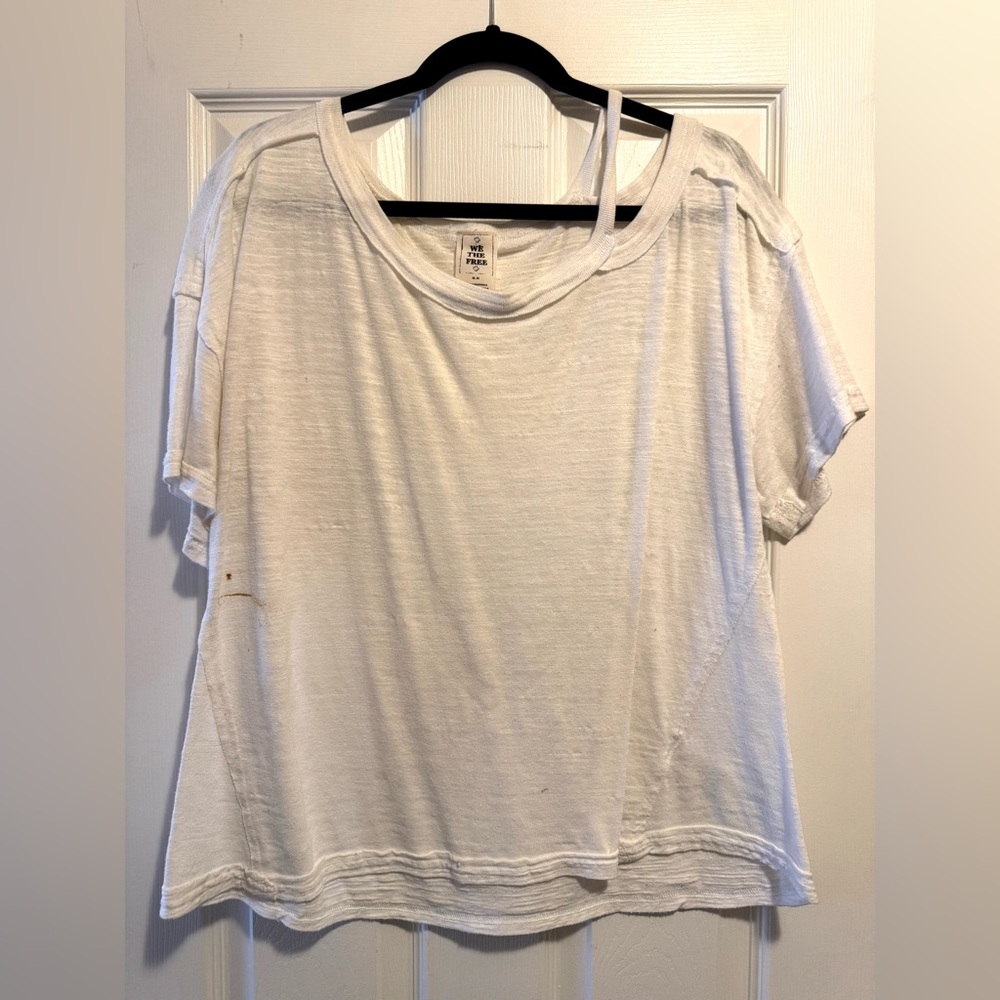 Free People Relaxed White Short Sleeve Tee